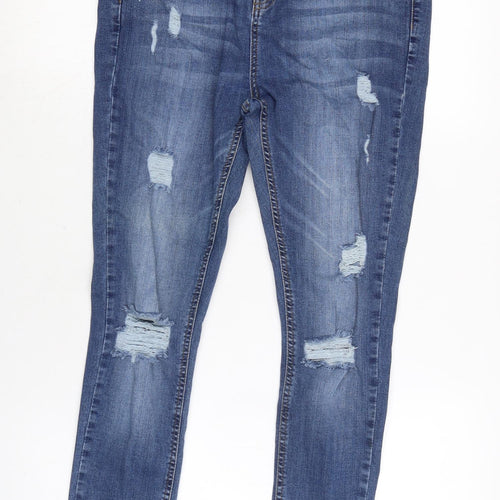 Hera London Mens Blue Cotton Blend Tapered Jeans Size 30 in L25 in Regular Zip