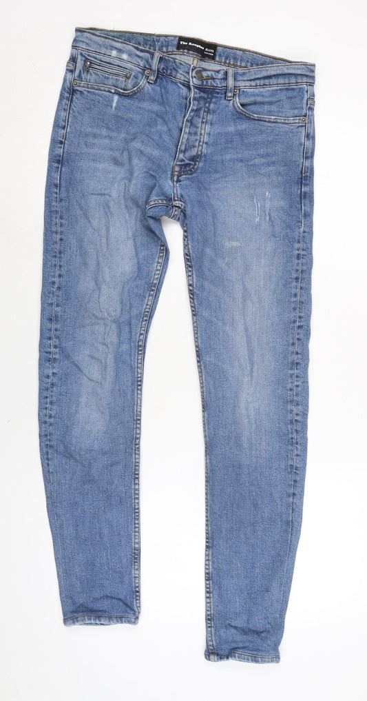 The Kooples Mens Blue Cotton Blend Tapered Jeans Size 32 in L30 in Regular Button