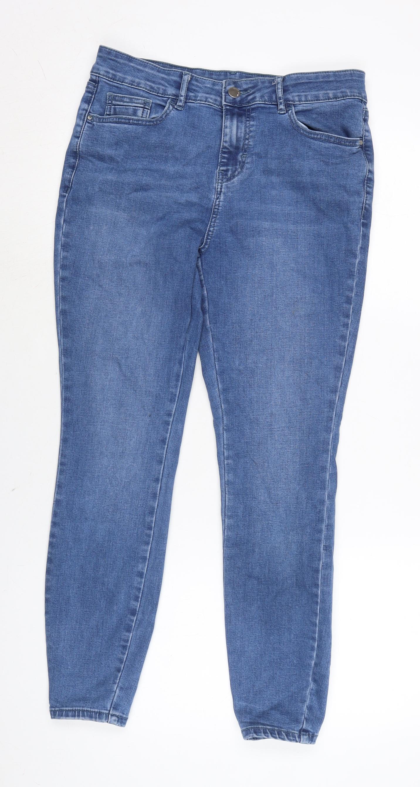 TU Womens Blue Cotton Blend Skinny Jeans Size 12 L27 in Regular Zip