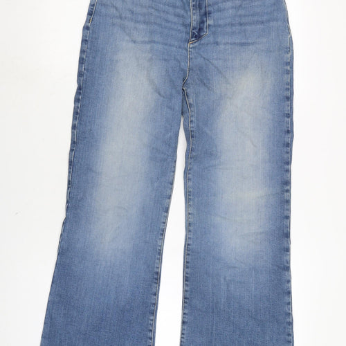 Belmont park Womens Blue Cotton Blend Wide-Leg Jeans Size 30 in L28 in Regular Zip