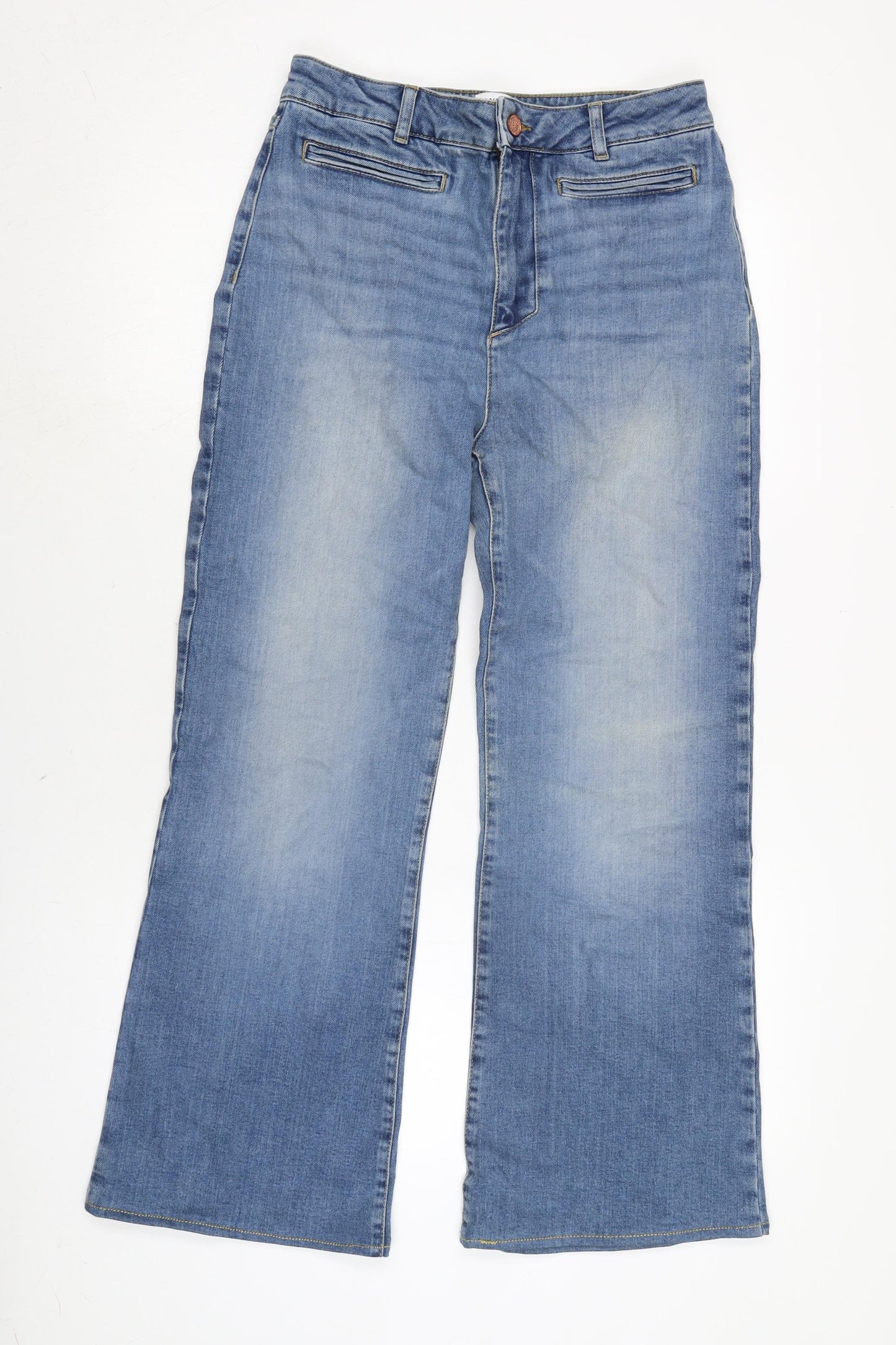 Belmont park Womens Blue Cotton Blend Wide-Leg Jeans Size 30 in L28 in Regular Zip