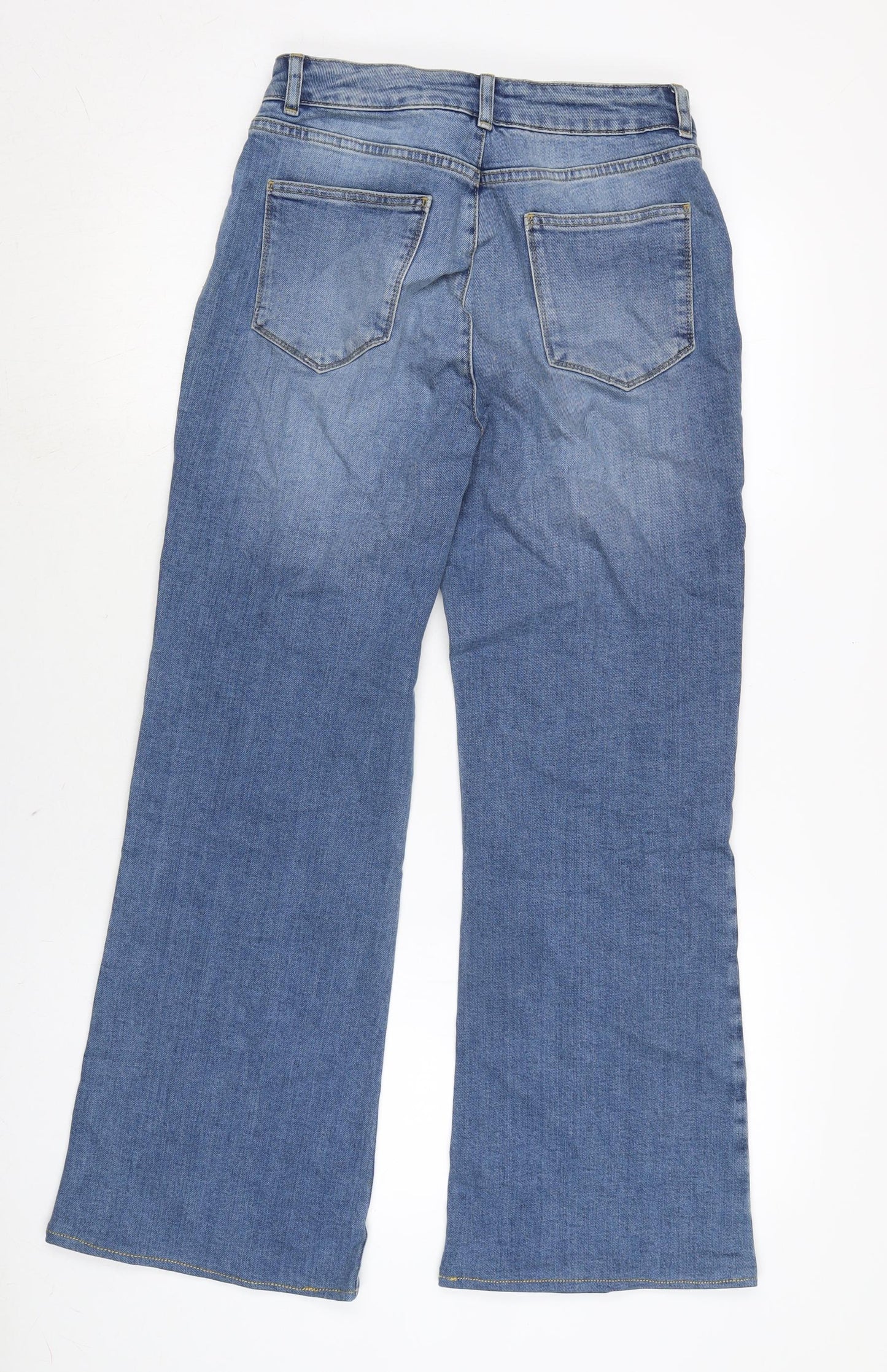 Belmont park Womens Blue Cotton Blend Wide-Leg Jeans Size 30 in L28 in Regular Zip