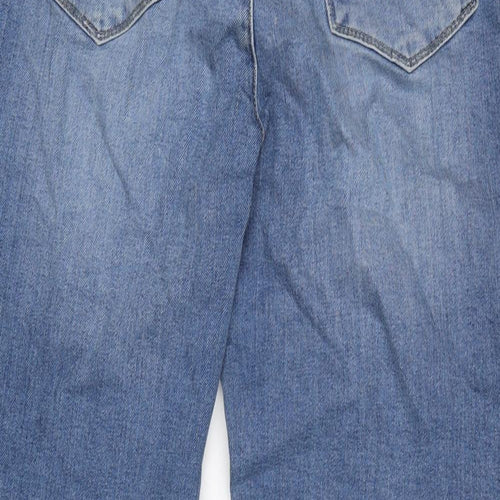 Belmont park Womens Blue Cotton Blend Wide-Leg Jeans Size 30 in L28 in Regular Zip