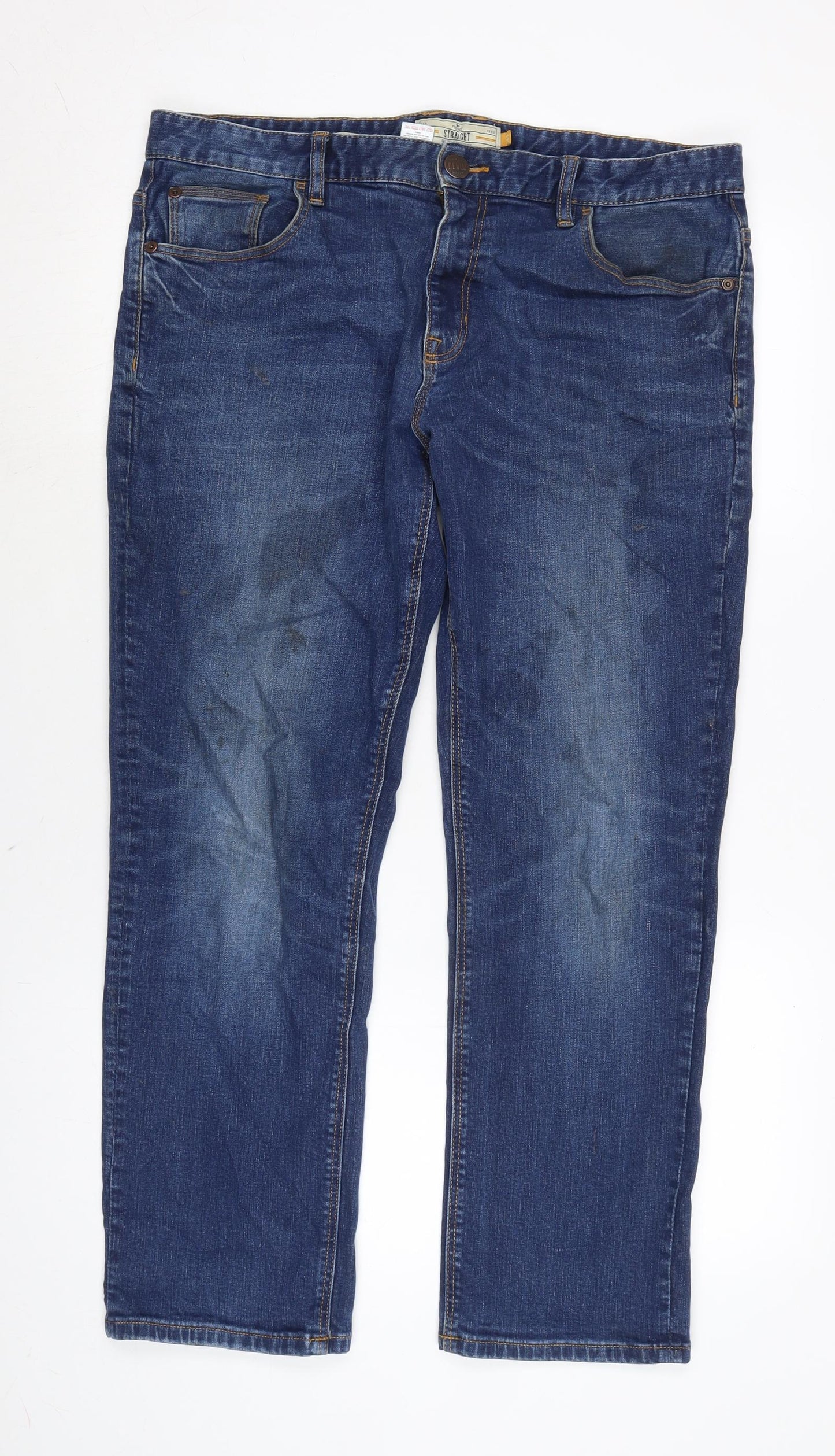 NEXT Mens Blue Cotton Blend Straight Jeans Size 36 in L29 in Regular Zip