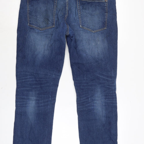 NEXT Mens Blue Cotton Blend Straight Jeans Size 36 in L29 in Regular Zip