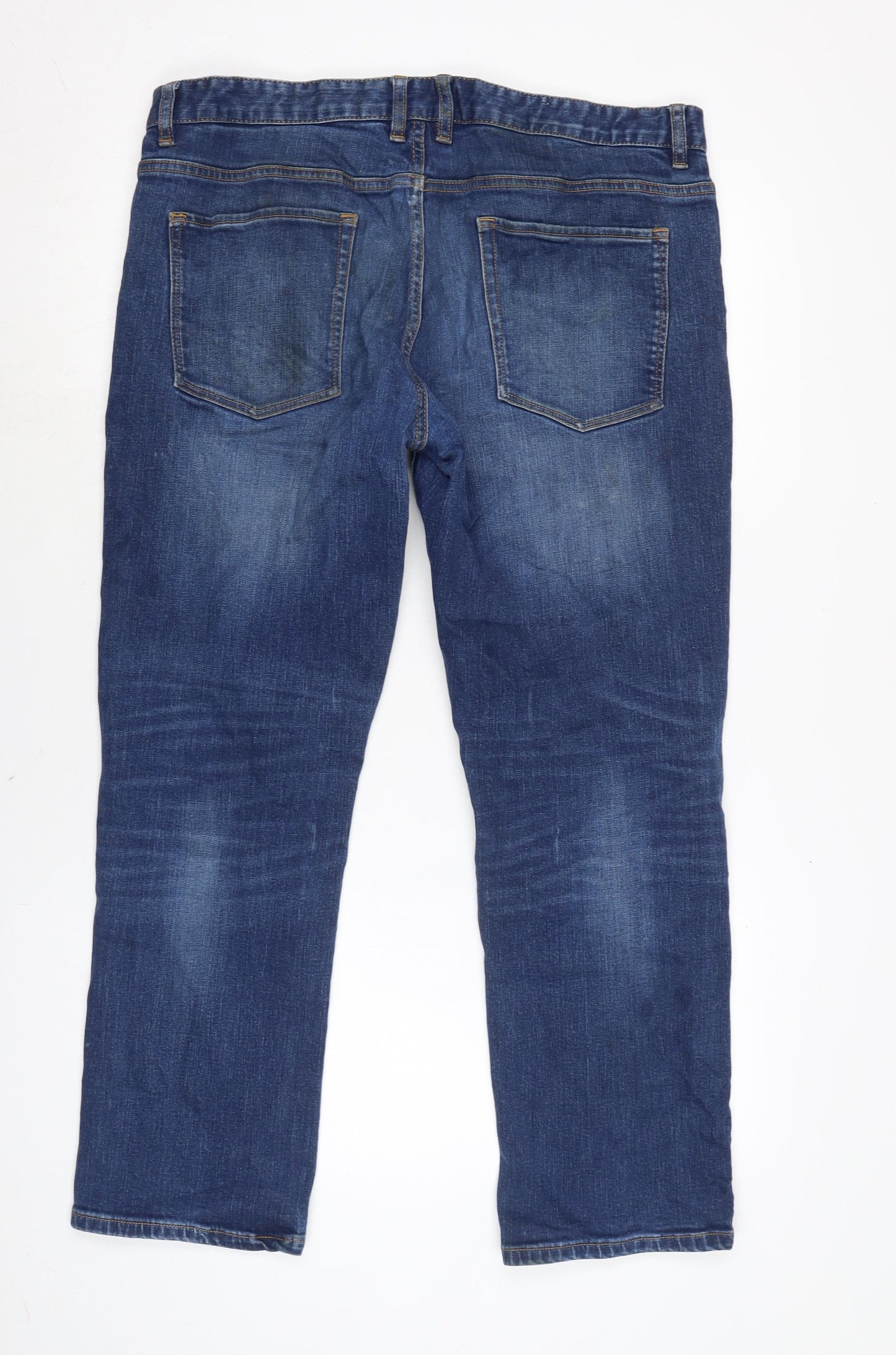 NEXT Mens Blue Cotton Blend Straight Jeans Size 36 in L29 in Regular Zip
