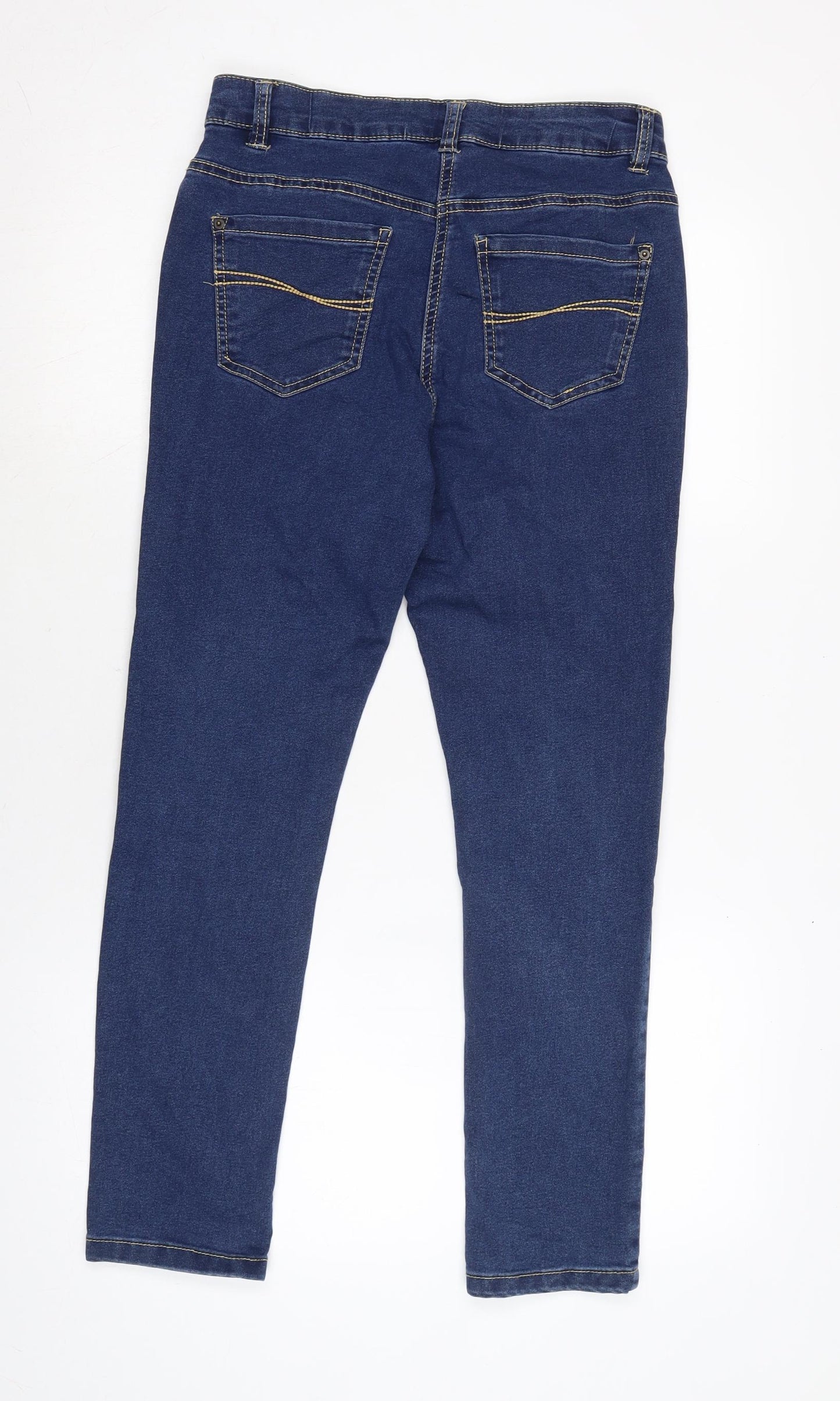 Bonmarché Womens Blue Cotton Blend Straight Jeans Size 10 L27 in Regular Zip