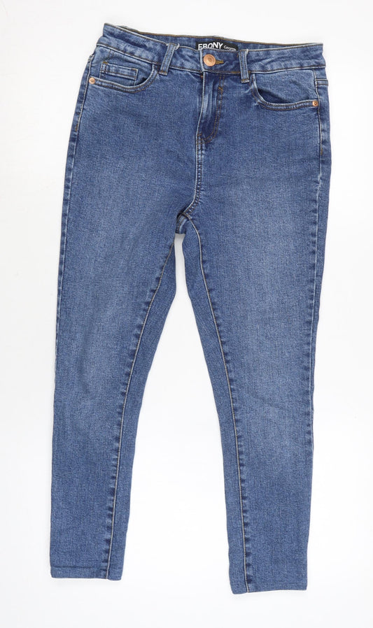 George Womens Blue Cotton Blend Tapered Jeans Size 10 L24 in Regular Zip