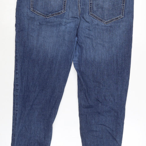 Marks and Spencer Womens Blue Cotton Blend Tapered Jeans Size 16 L27 in Regular Zip