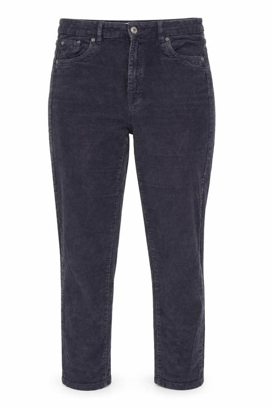 Front view of Pull&Bear women’s grey cotton trousers, size UK 28, in, 26-inch leg regular zip