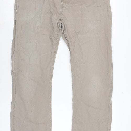 Denim & Co. Mens Beige Cotton Straight Jeans Size 33 in L32 in Regular Zip