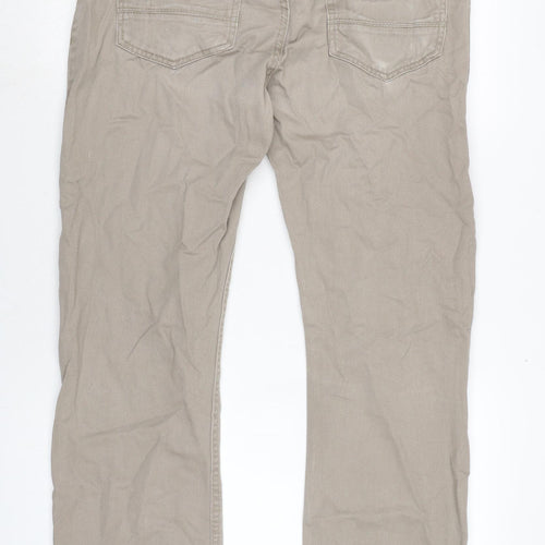 Denim & Co. Mens Beige Cotton Straight Jeans Size 33 in L32 in Regular Zip
