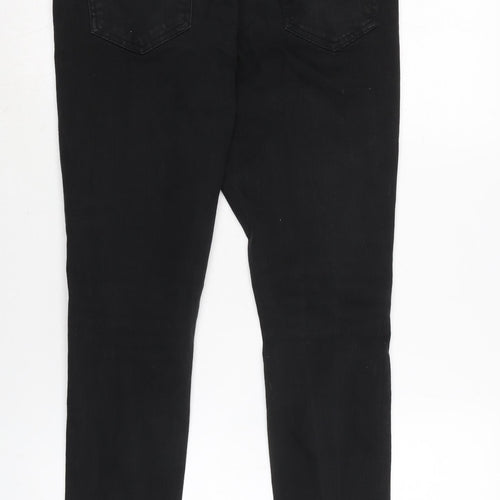 Hera London Mens Black Cotton Blend Tapered Jeans Size 28 in L28 in Regular Zip