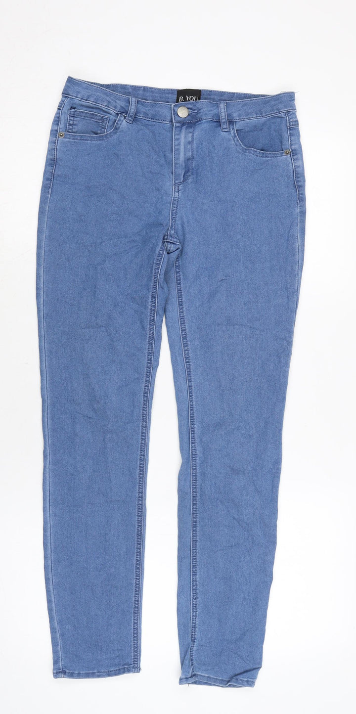 B you Womens Blue Cotton Tapered Jeans Size 8 L28 in Regular Zip