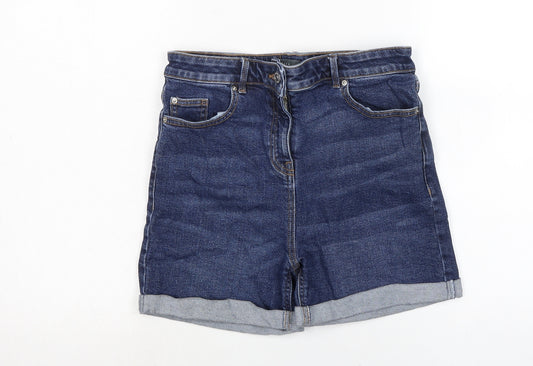 Papaya Womens Blue Cotton Boyfriend Shorts Size 10 Regular Zip