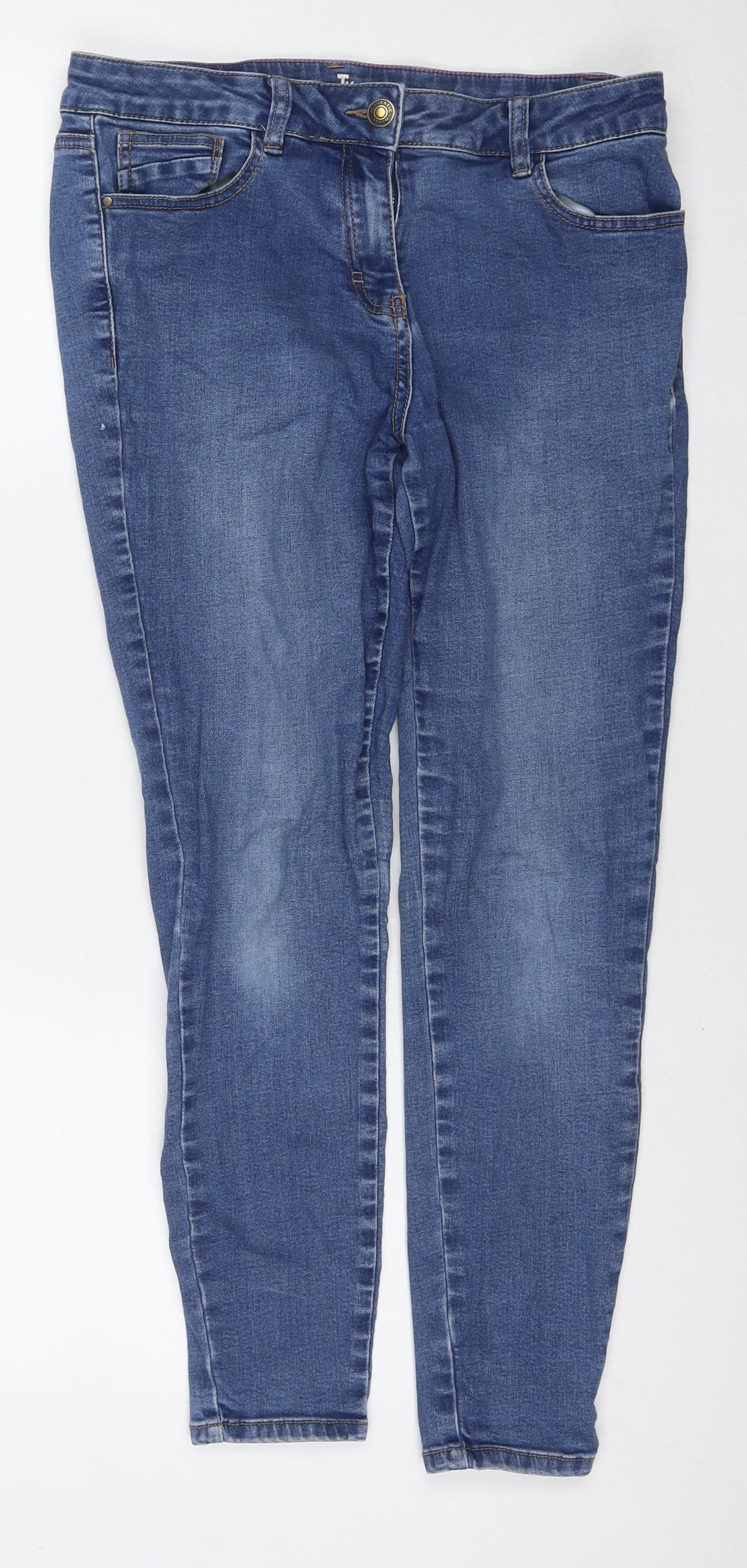 TU Womens Blue Cotton Skinny Jeans Size 12 L26 in Regular Zip