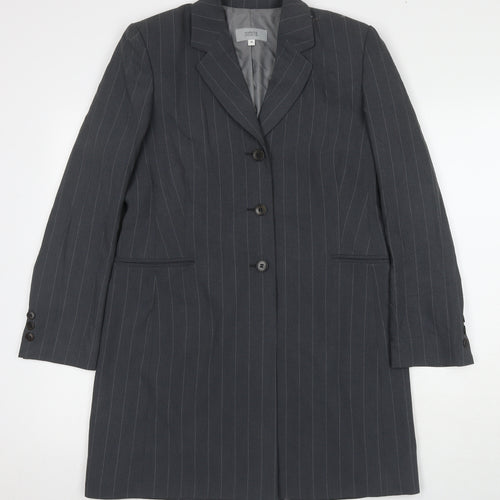 Marks and Spencer Womens Grey Striped Jacket Blazer Size 10 Button