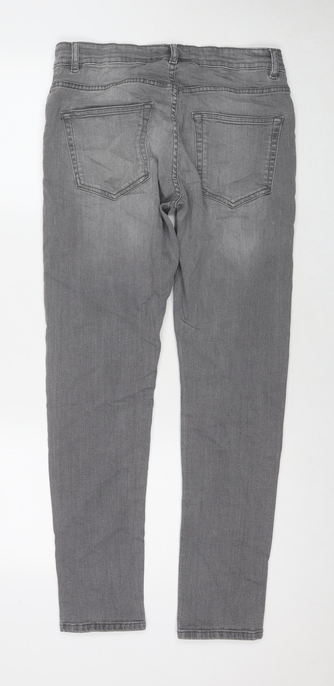 NEXT Womens Grey Cotton Skinny Jeans Size 30 L28 in Regular Zip