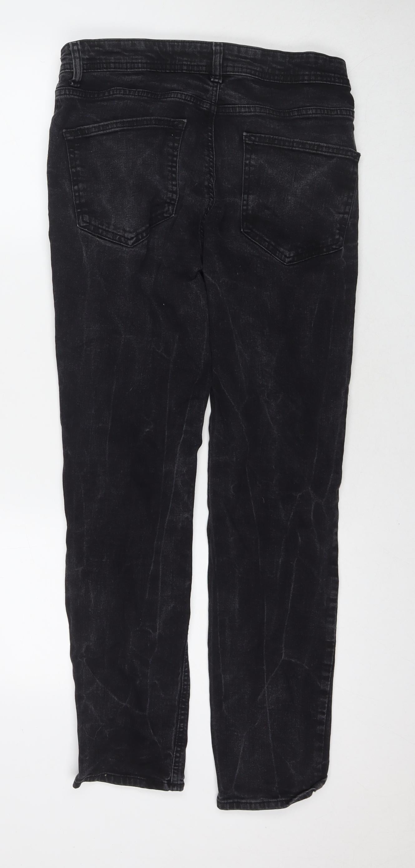 Denim & Co. Mens Black Cotton Straight Jeans Size 32 in L30 in Regular Zip