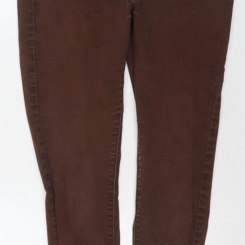 M&Co Womens Brown Cotton Skinny Jeans Size 14 L26 in Regular Zip