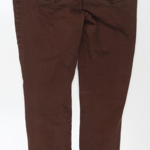 M&Co Womens Brown Cotton Skinny Jeans Size 14 L26 in Regular Zip