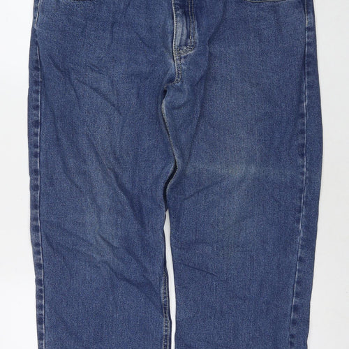 F&F Mens Blue Cotton Straight Jeans Size 36 in L30 in Regular Zip