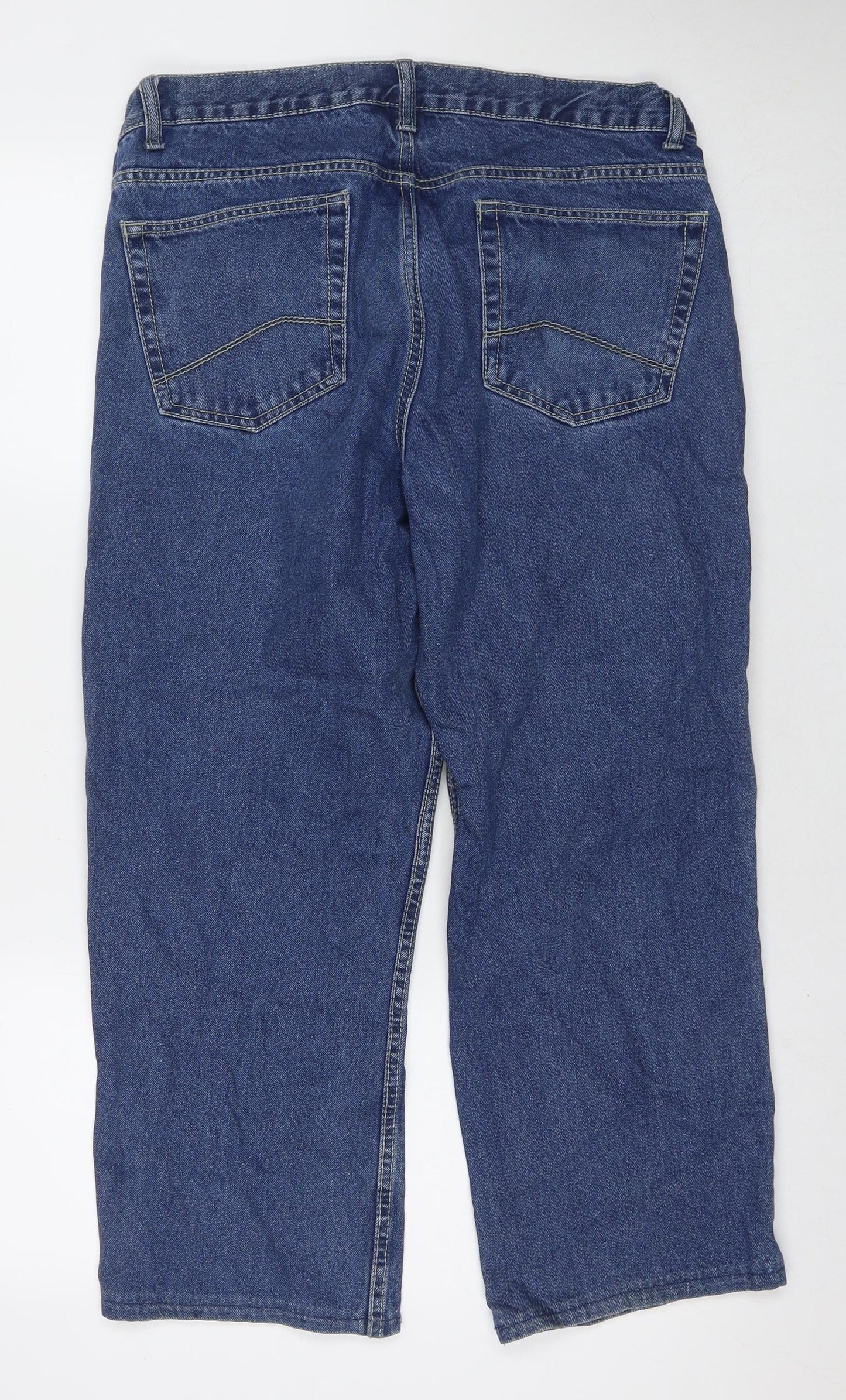 F&F Mens Blue Cotton Straight Jeans Size 36 in L30 in Regular Zip