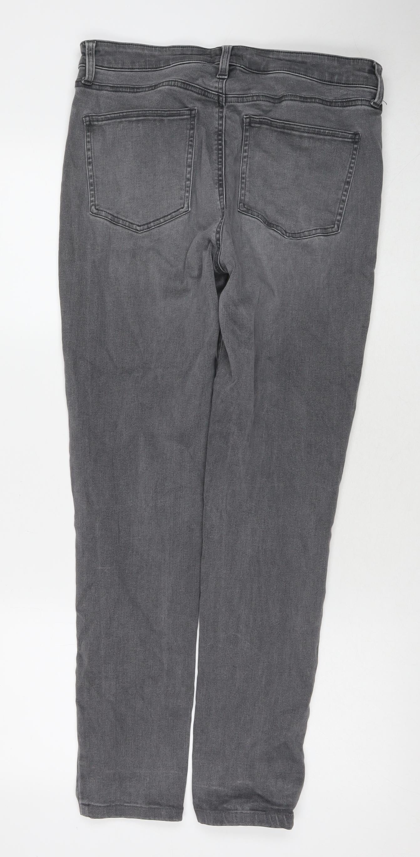 Uniqlo Mens Grey Cotton Skinny Jeans Size 32 in L32 in Regular Zip