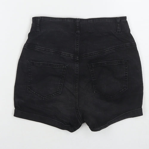 Denim & Co. Womens Black Cotton Hot Pants Shorts Size 8 L3 in Regular Zip