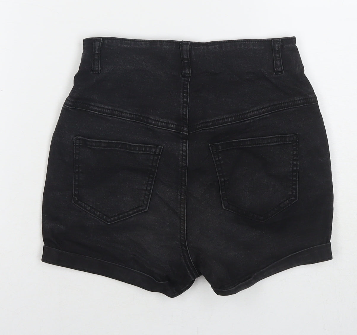 Denim & Co. Womens Black Cotton Hot Pants Shorts Size 8 L3 in Regular Zip