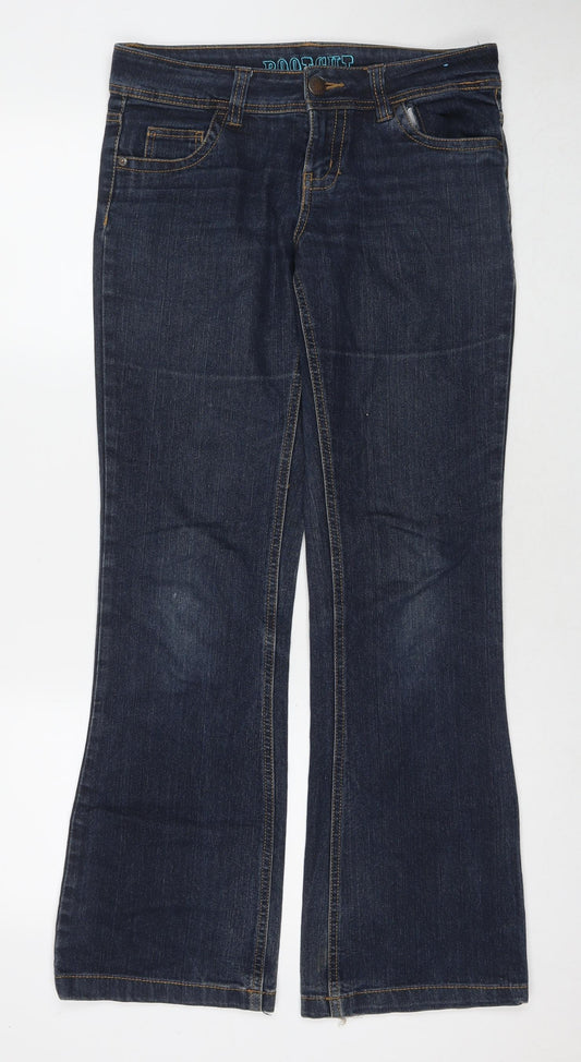 Denim & Co. Womens Blue Cotton Bootcut Jeans Size 10 L30 in Regular Zip