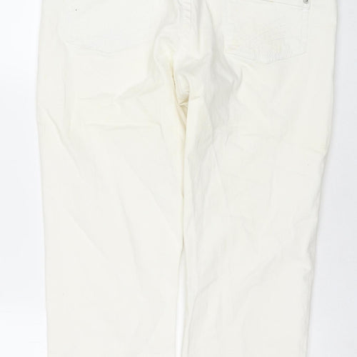 Cherokee Womens White Cotton Cropped Jeans Size 14 L23 in Regular Zip