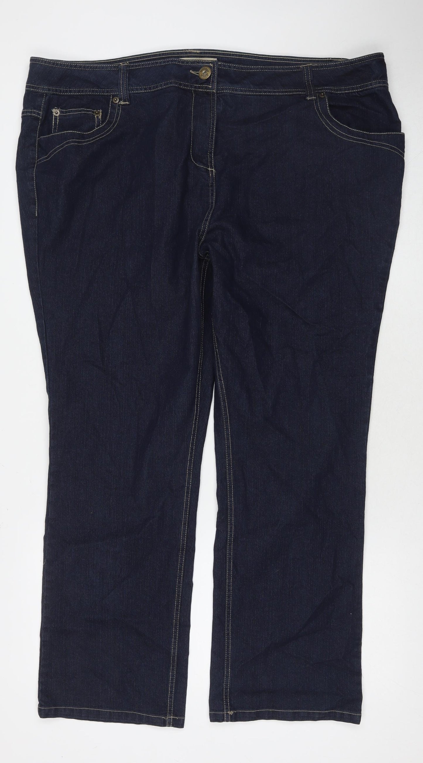 Evans Womens Blue Cotton Bootcut Jeans Size 26 L28 in Regular Zip