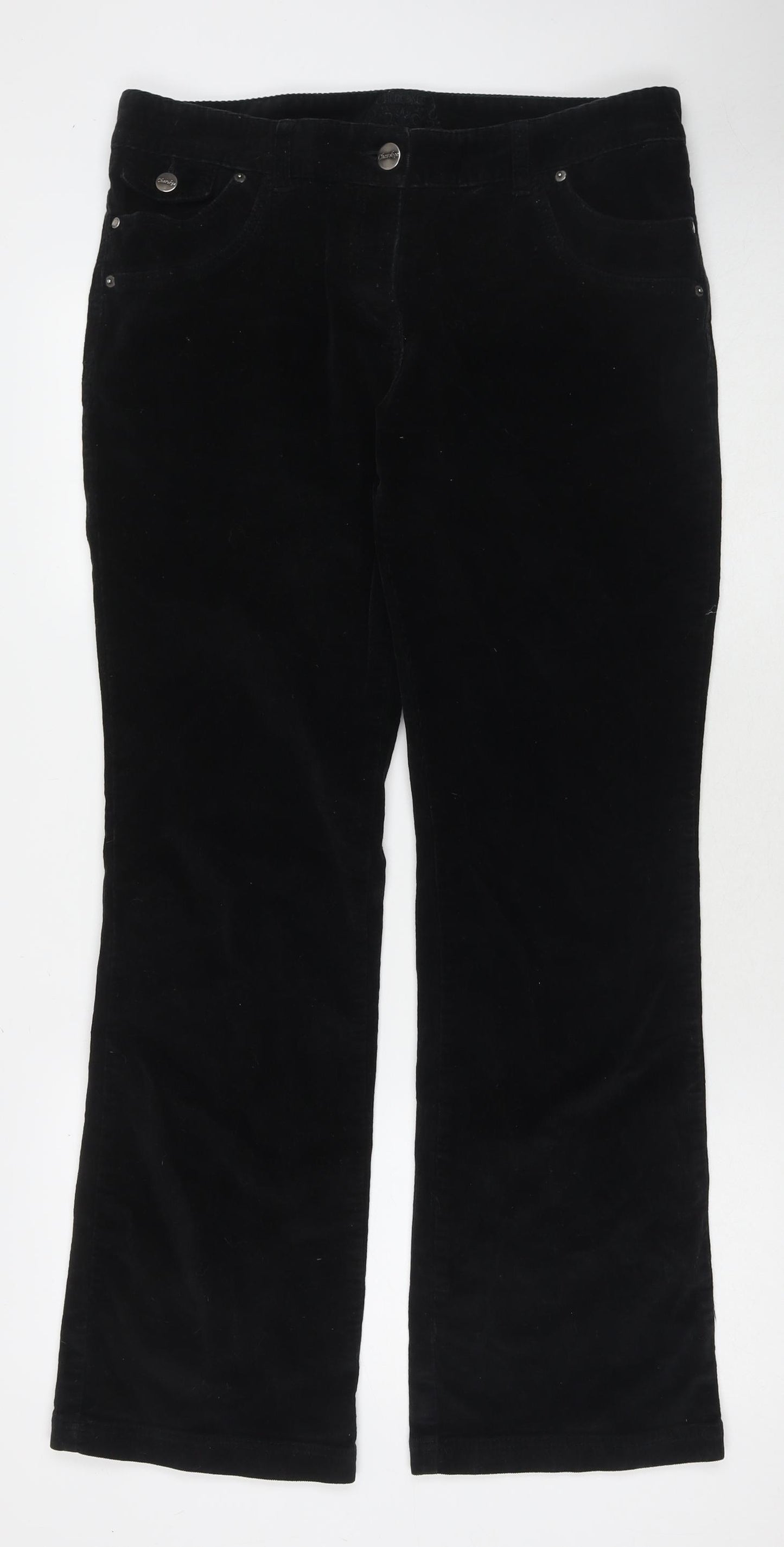 Cherokee Womens Black Cotton Trousers Size 14 L31 in Regular Zip