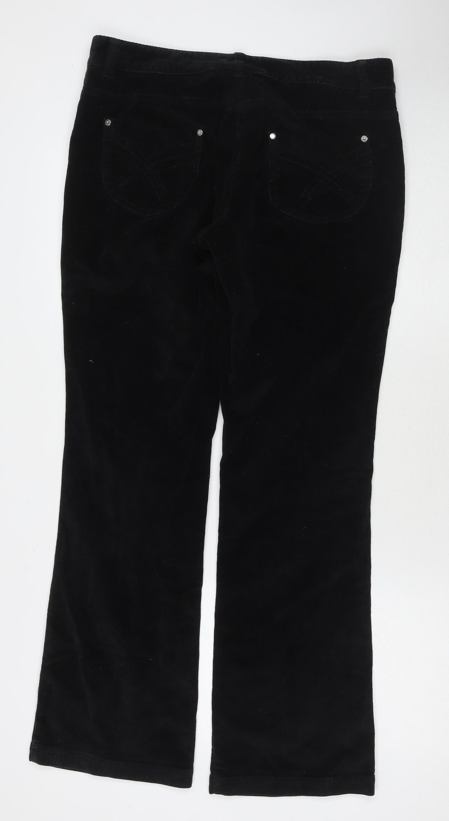 Cherokee Womens Black Cotton Trousers Size 14 L31 in Regular Zip