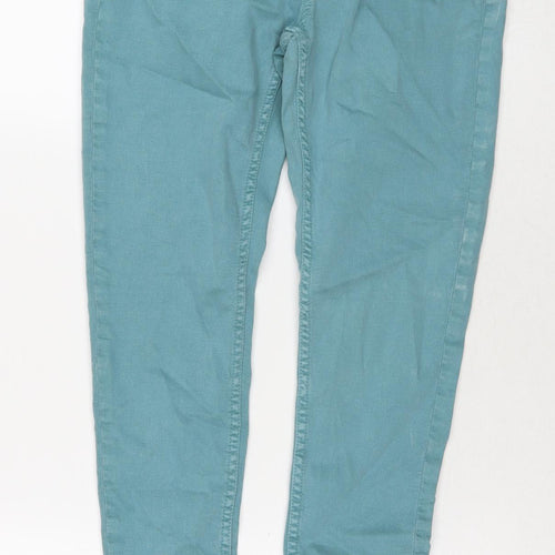 Marks and Spencer Womens Blue Cotton Skinny Jeans Size 8 L27 in Regular Zip