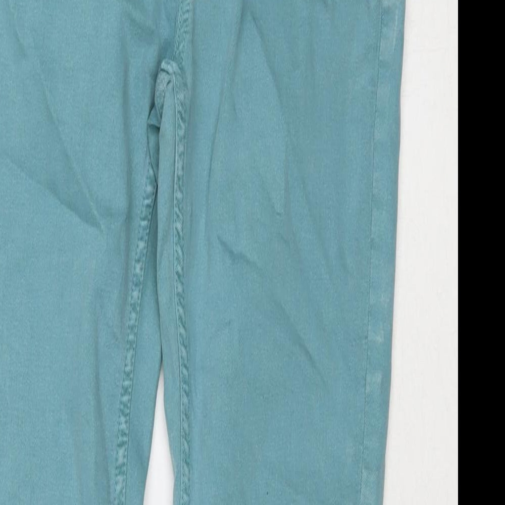 Marks and Spencer Womens Blue Cotton Skinny Jeans Size 8 L27 in Regular Zip