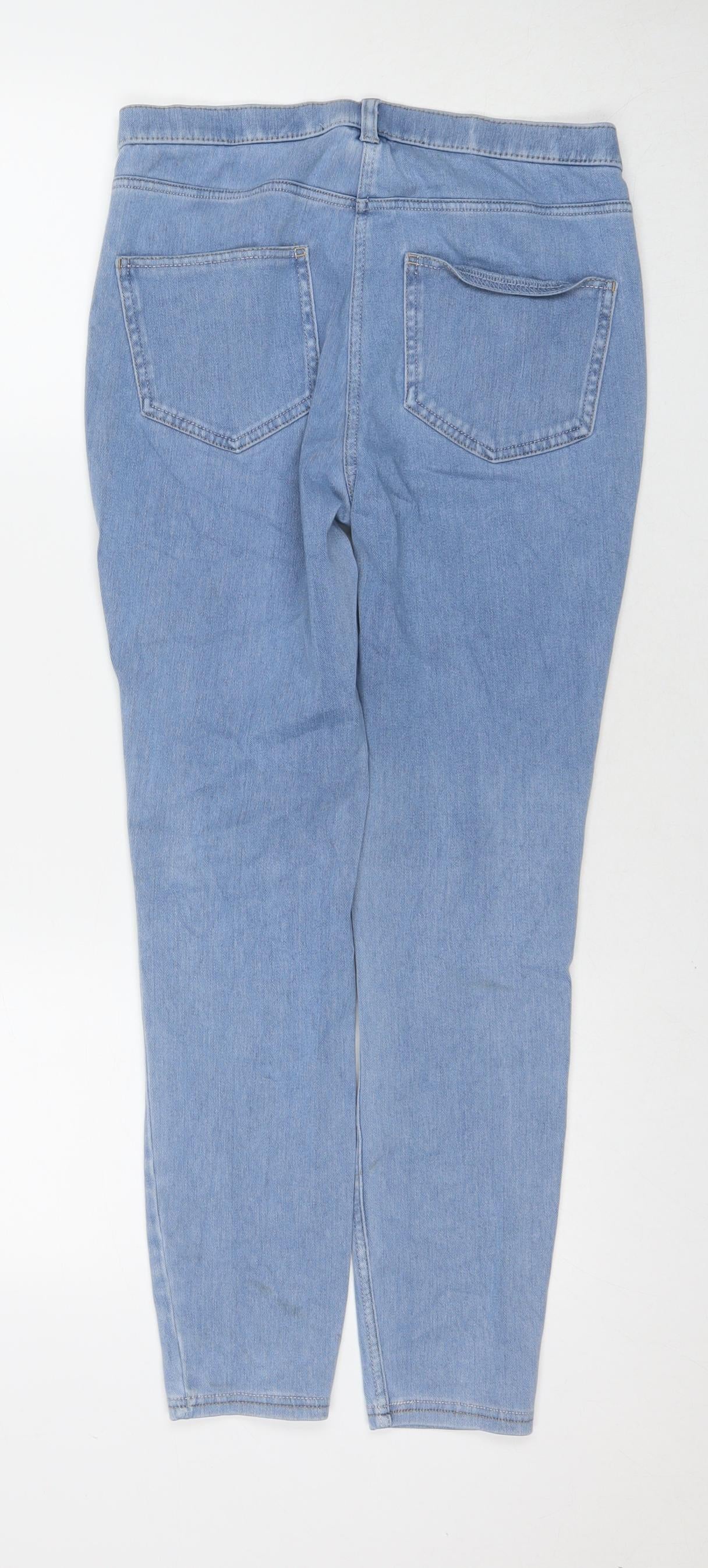 NEXT Womens Blue Cotton Skinny Jeans Size 10 L26 in Regular Zip