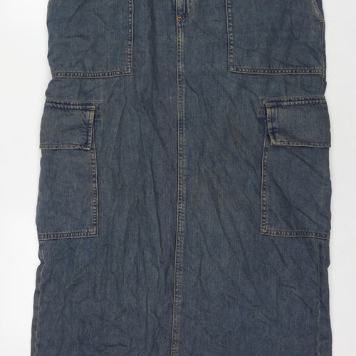 ASOS Womens Blue Cotton Cargo Skirt Size 14 Zip