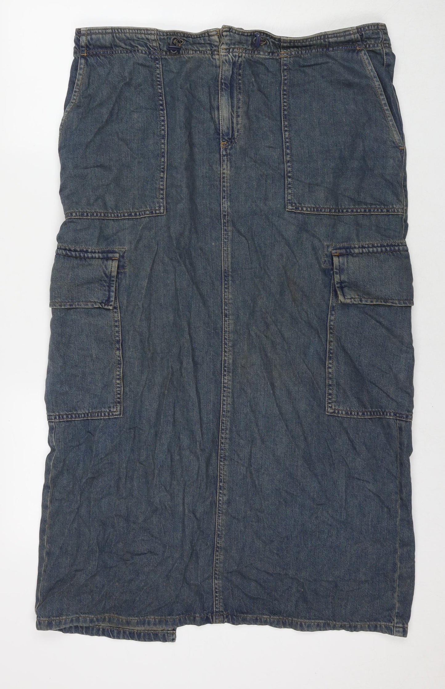 ASOS Womens Blue Cotton Cargo Skirt Size 14 Zip