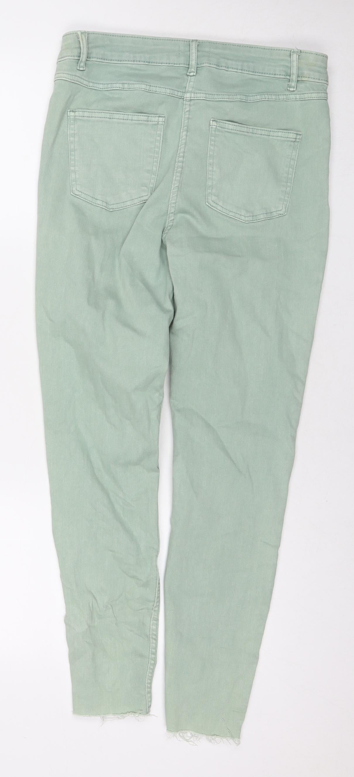 Papaya Womens Green Cotton Skinny Jeans Size 14 L27 in Regular Zip