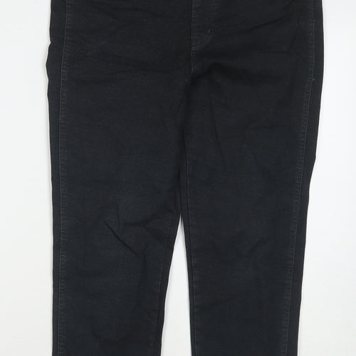 Uniqlo Womens Black Cotton Capri Jeans Size M L21 in Regular Drawstring