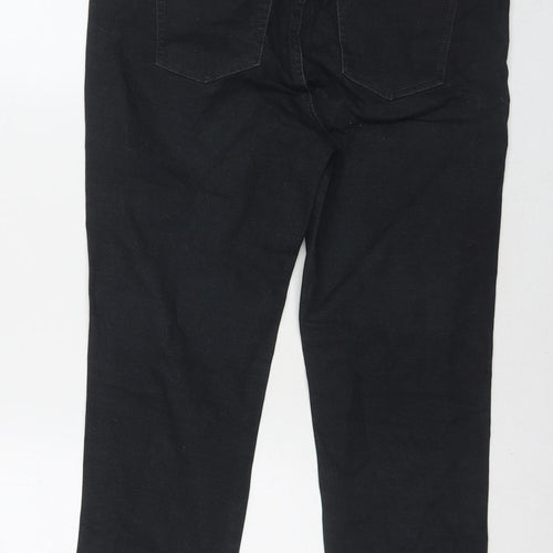 Uniqlo Womens Black Cotton Capri Jeans Size M L21 in Regular Drawstring