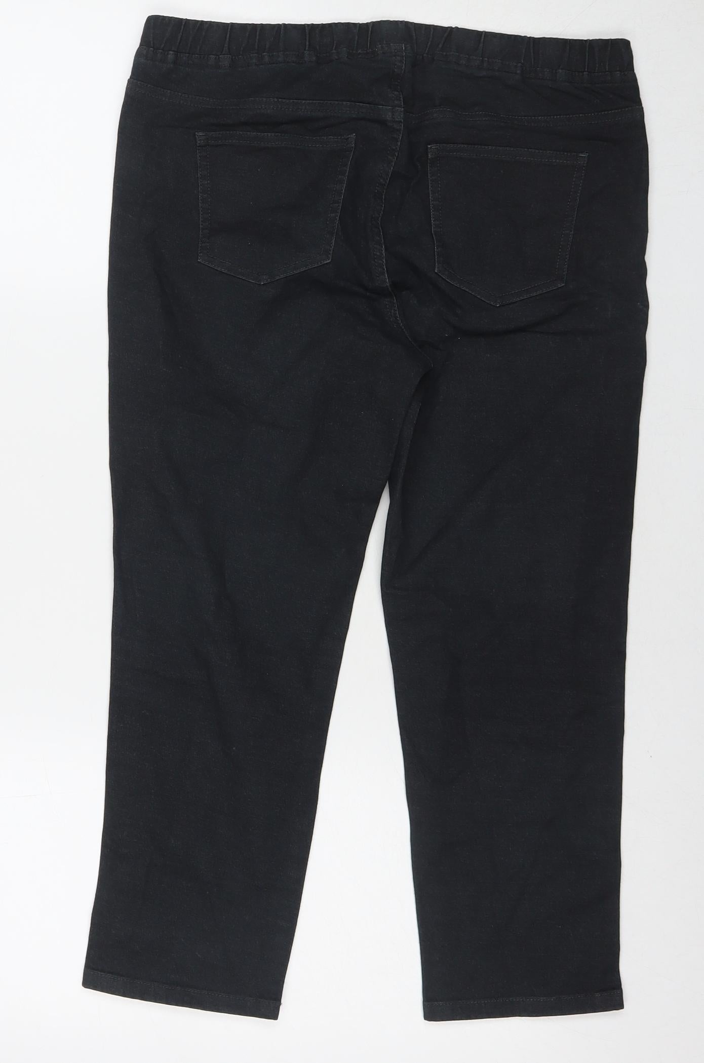 Uniqlo Womens Black Cotton Capri Jeans Size M L21 in Regular Drawstring