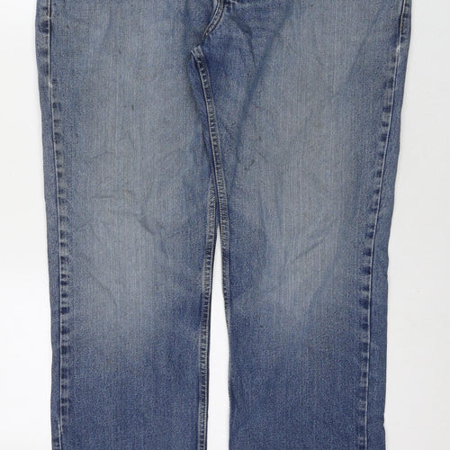 ACW85 Womens Blue Cotton Straight Jeans Size 38 in L32 in Regular Zip
