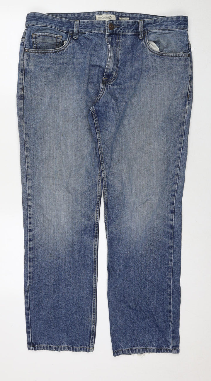 ACW85 Womens Blue Cotton Straight Jeans Size 38 in L32 in Regular Zip