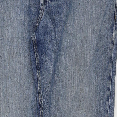 ACW85 Womens Blue Cotton Straight Jeans Size 38 in L32 in Regular Zip