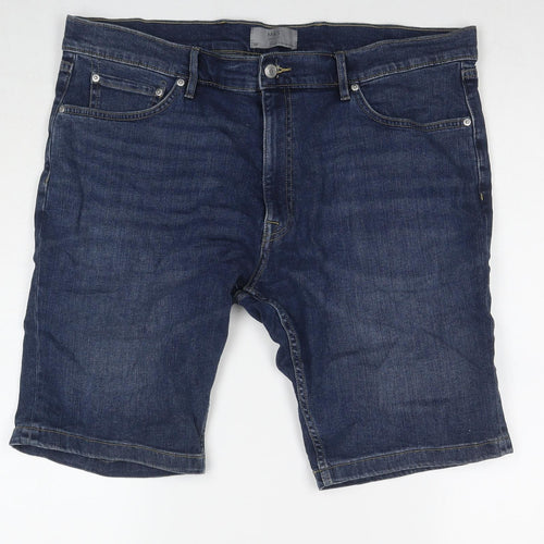 Marks and Spencer Mens Blue Cotton Bermuda Shorts Size 38 in L10 in Regular Zip
