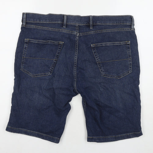 Marks and Spencer Mens Blue Cotton Bermuda Shorts Size 38 in L10 in Regular Zip