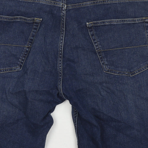 Marks and Spencer Mens Blue Cotton Bermuda Shorts Size 38 in L10 in Regular Zip